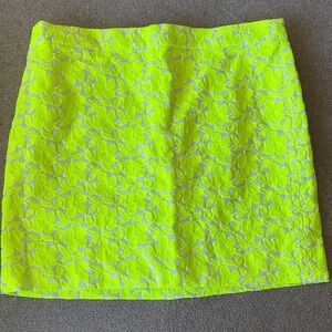 J. Crew Neon Yellow Lace Pencil Skirt